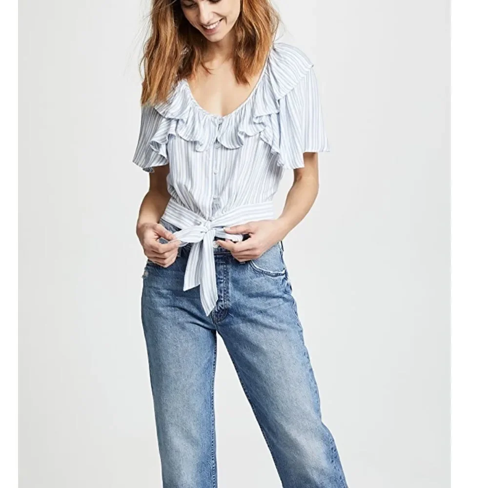 NWT Free People Rosemary Ruffle & Tie Front Top